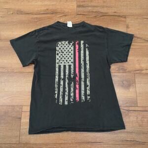 VTG American Flag Patriotic Adult Large Faded Distressed Biker Punk USA Police